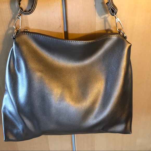 PEWTER AND TRANSPARENT 2-IN-1 SATCHEL TOTE HANDBAG - Picture 4 of 15